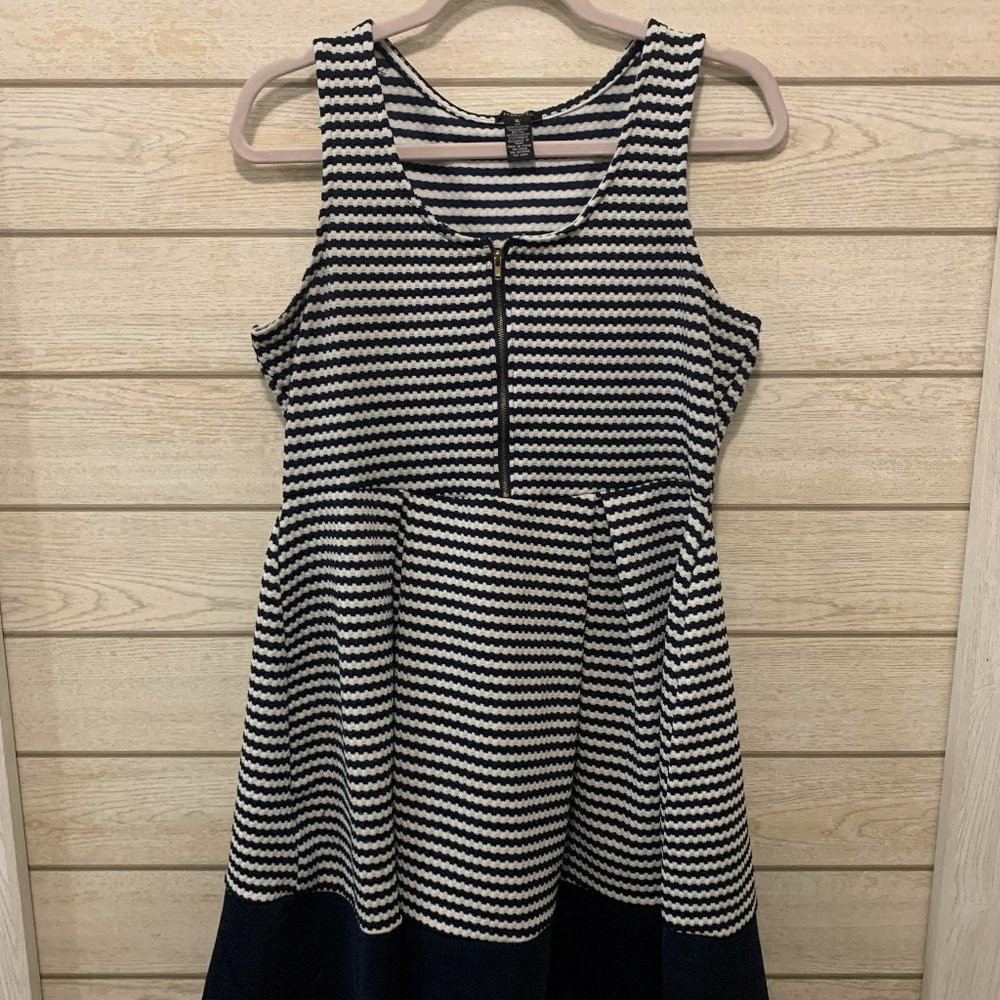 Navy/White Striped Skater Dress, XL
